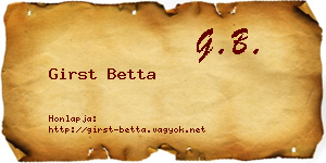 Girst Betta névjegykártya